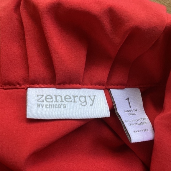 Zenergy By Chicos Red Snap High Or Low Collar Knee Length Dress - Picture 8 of 8